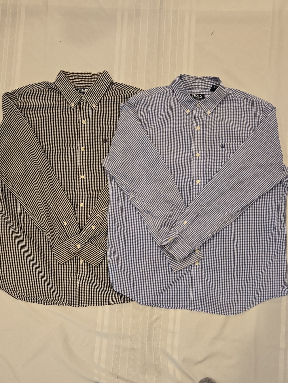 Chaps Men’s Button-Down Gingham Shirts - Blue & White and Black & White
